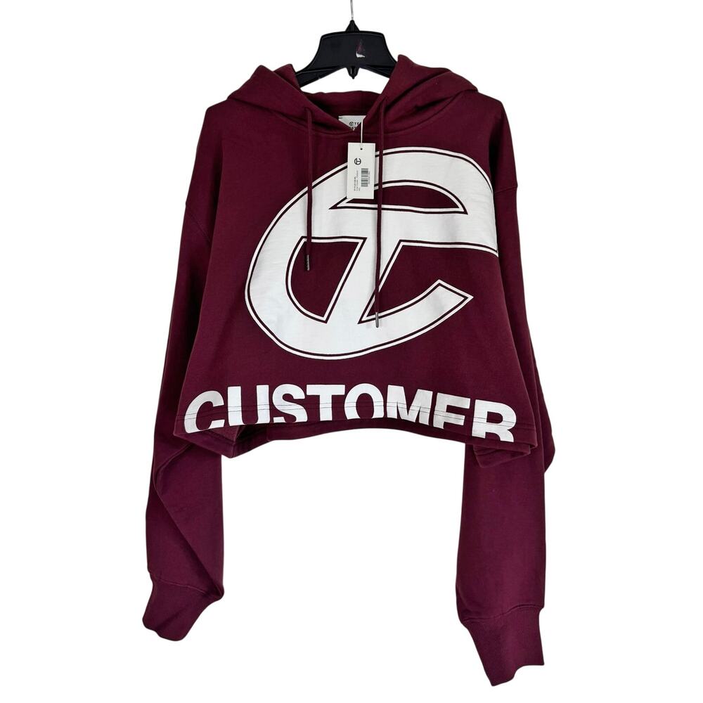 NWT Telfar Oxblood Cropped Oversized Hoodie Sweatshirt Medium Large M/L